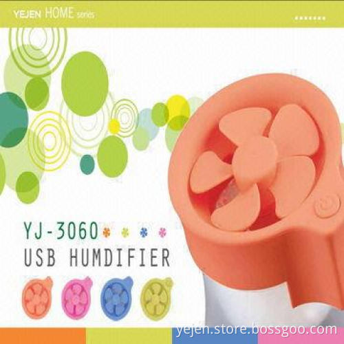 USB Fan Aroma Humidifier with LED Light, 200mL Water Tank Capacity